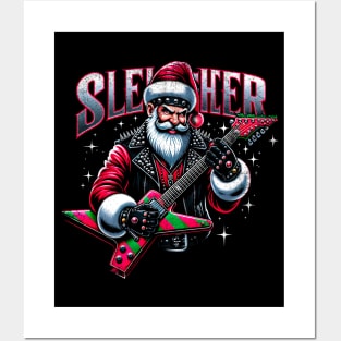 Sleigher Santa Claus Rock Christmas Posters and Art